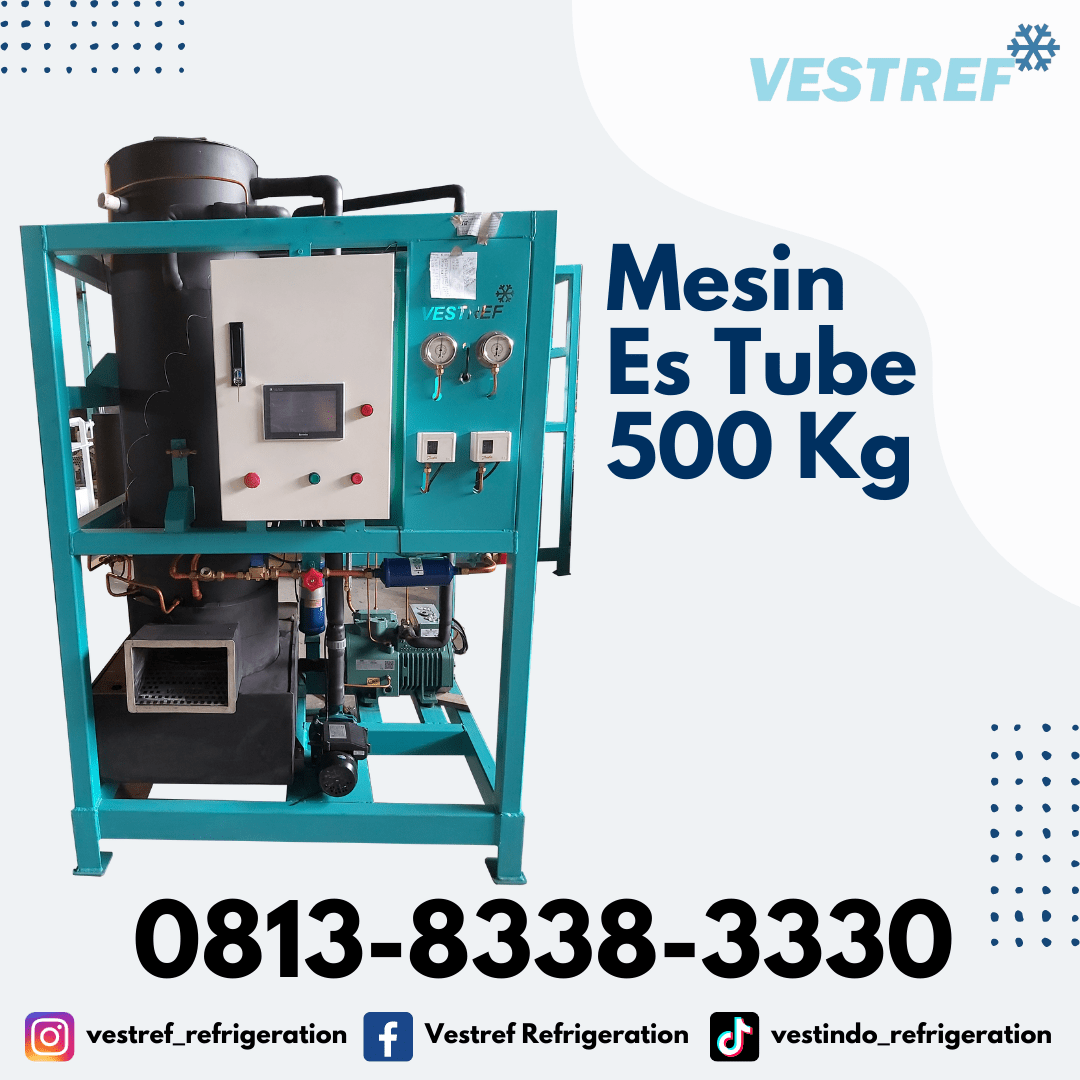 Mesin es tube kapasitas 500 kg